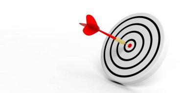 3D render dart hedef beyaz arka plan üzerinde