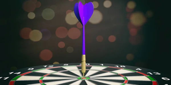 3D dart renderowania na cel na tle bokeh — Zdjęcie stockowe