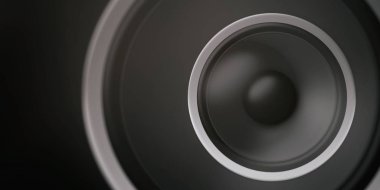 3D render hoparlör siyah arka plan üzerine