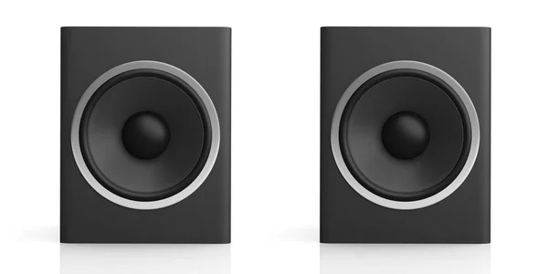 Scatole audio di rendering 3d su sfondo bianco — Foto Stock