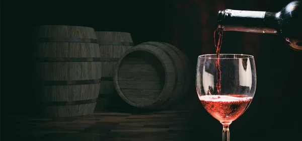 3D rendering ποτήρι κρασί σε σκούρο φόντο — Φωτογραφία Αρχείου