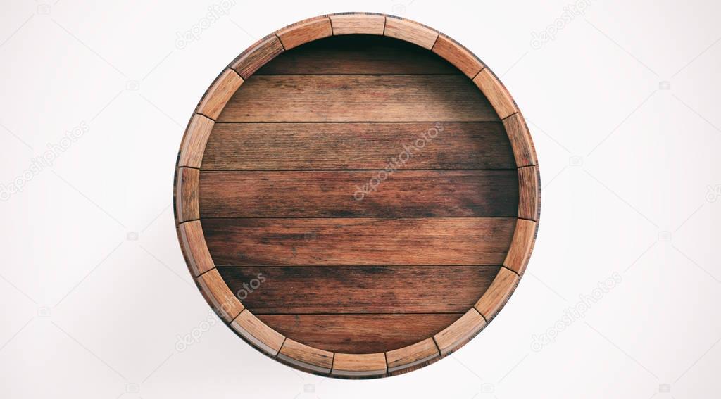 3d rendering wooden barrel on white background