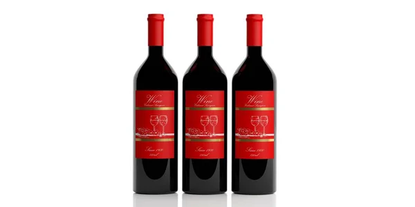 3D rendering μπουκάλια κόκκινο κρασί στο λευκό φόντο — Φωτογραφία Αρχείου