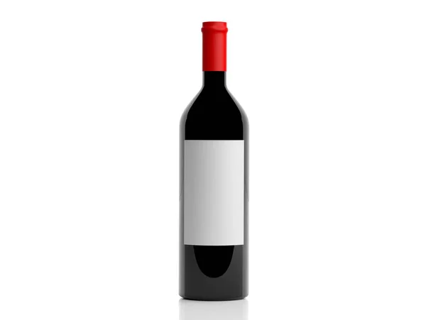 3d bouteille de rendu de vin rouge sur fond blanc — Photo