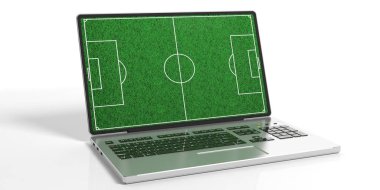 3D render gol alan bir laptop