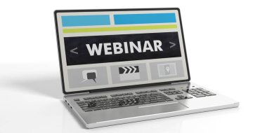 bir dizüstü bilgisayarın ekran 3D render webinar