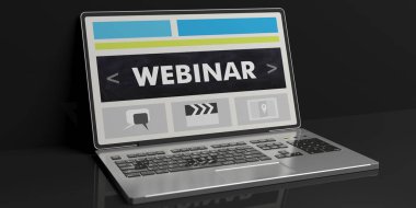 bir dizüstü bilgisayarın ekran 3D render webinar