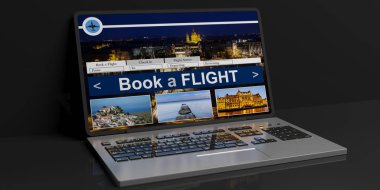 3D render uçuş online rezervasyon