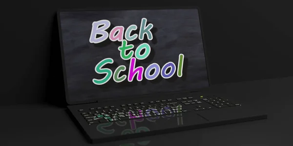 Renderowania 3D do scholl na laptopie — Zdjęcie stockowe