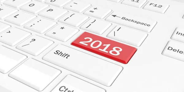 3d renderizado año nuevo 2018 en un teclado —  Fotos de Stock