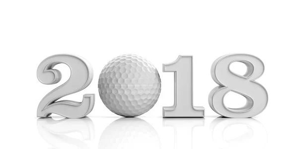 3D rendering nyår 2018 med golfboll — Stockfoto