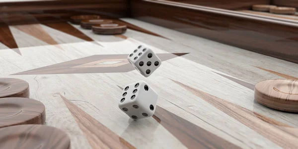 Dřevěná backgammon deska. 3D obrázek — Stock fotografie