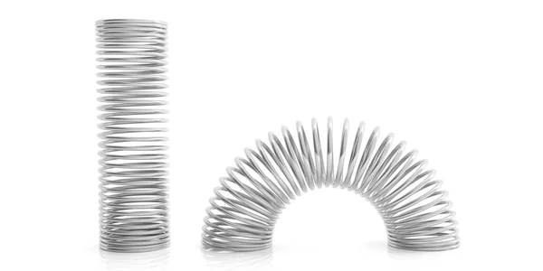 Molas metálicas em fundo branco. ilustração 3d — Fotografia de Stock