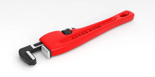 Κόκκινο γαλλικό κλειδί πιθήκων σε άσπρο φόντο. 3D απεικόνιση — Φωτογραφία Αρχείου