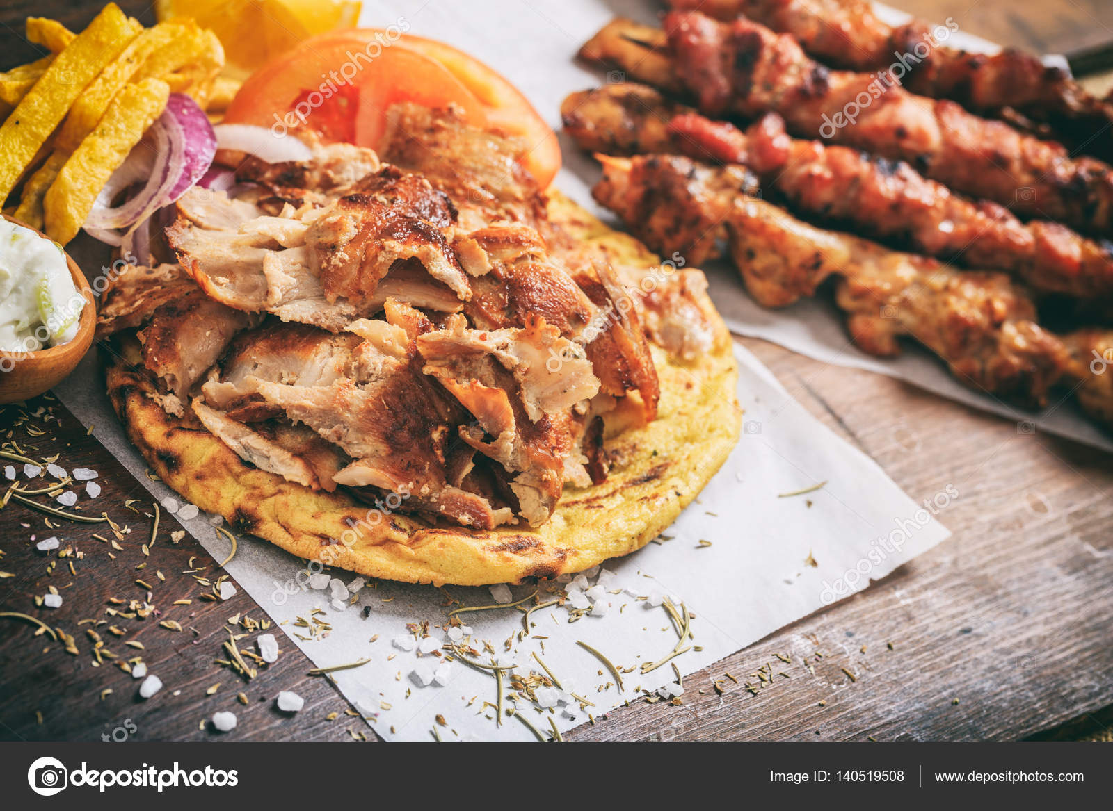 Greek gyros on a pita bread Stock Photo by ©gioiak2 140519508