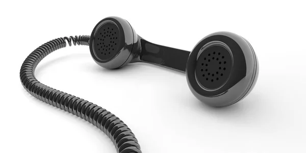 Svart gammal telefon-mottagare på vit bakgrund. 3D illustration — Stockfoto