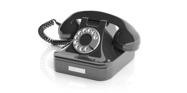 Černý starý telefon na bílém pozadí. 3D obrázek — Stock fotografie