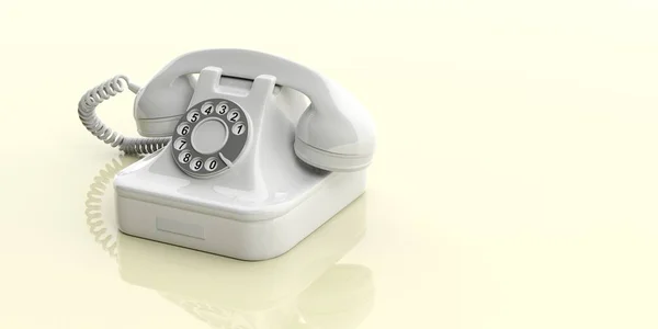Λευκό παλιό τηλέφωνο σε άσπρο φόντο. 3D απεικόνιση — Φωτογραφία Αρχείου