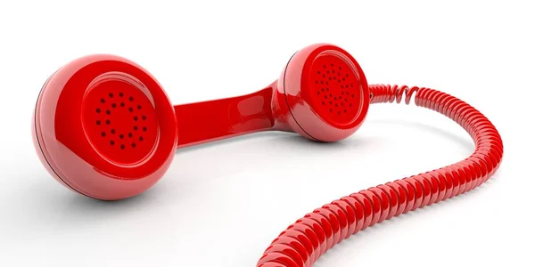 Receptor de telefone velho vermelho no fundo branco. ilustração 3d — Fotografia de Stock