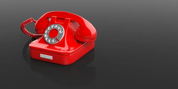 Красный старый телефон на черном фоне. 3d иллюстрация — стоковое фото