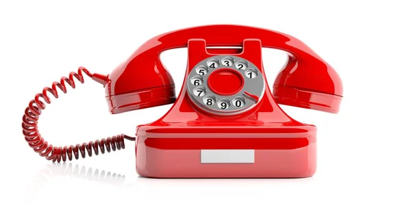 Röda gamla telefon på vit bakgrund. 3D illustration — Stockfoto
