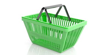 Alışveriş sepeti beyaz arka plan üzerinde. 3D çizim