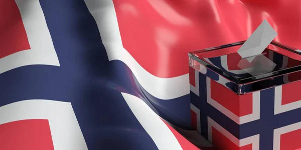 Urny na tle flagi Norwegii, ilustracja 3d — Zdjęcie stockowe