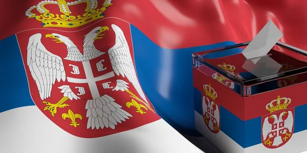 Виборчу скриньку на фоні прапор Сербії, 3d ілюстрація — стокове фото