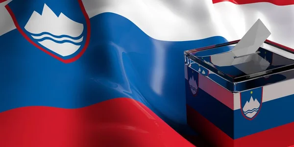 Ballot box on Slovenia flag background, 3d illustration