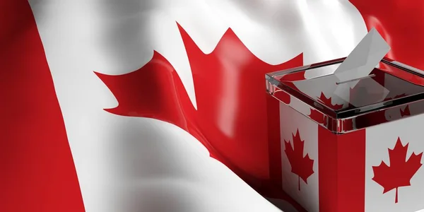 Stembus op Canada vlag achtergrond, 3d illustratie — Stockfoto