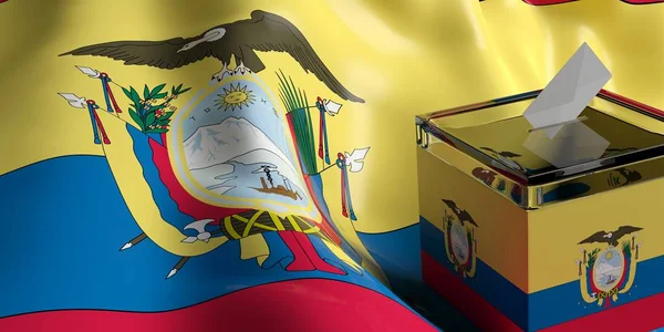 Виборчу скриньку на фоні прапор Еквадору, 3d ілюстрація — стокове фото