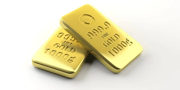 Gold bullion bars on white background. 3d illustration — Stock Photo, Image