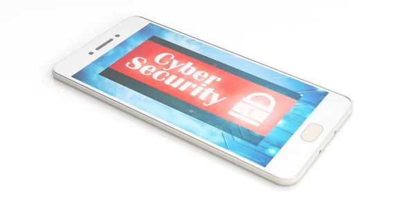 Keamanan cyber pada layar smartphone. Ilustrasi 3d — Stok Foto