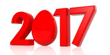 Yıl 2017 ve Paskalya yortusu yumurta beyaz arka plan üzerinde. 3D çizim