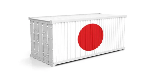 コンテナーの日本旗。3 d イラストレーション — ストック写真