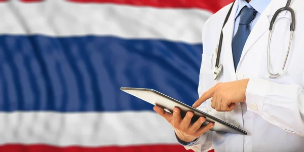 Läkare på Thailand flagga bakgrund. 3D illustration — Stockfoto