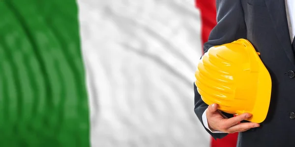 Ingenjör på ett Italien flagga bakgrund. 3D illustration — Stockfoto