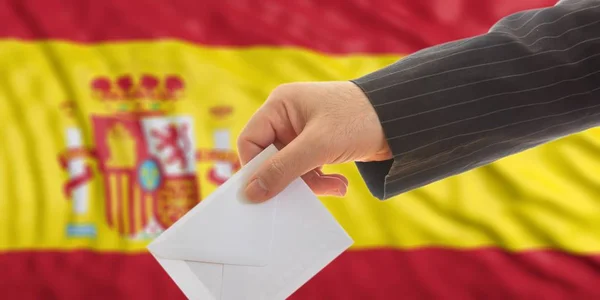 西班牙国旗背景上的选民。3d 图 — 图库照片