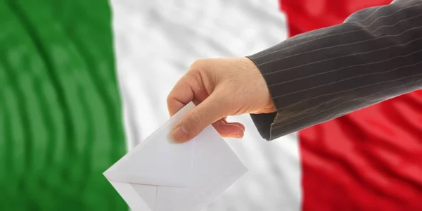 Votante sullo sfondo bandiera Italia. Illustrazione 3d — Foto Stock