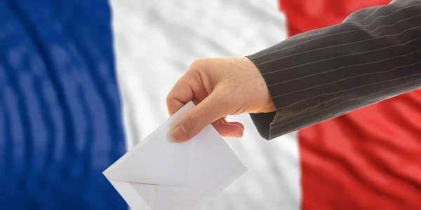Wyborcy na tle flagi Francji. ilustracja 3D — Zdjęcie stockowe