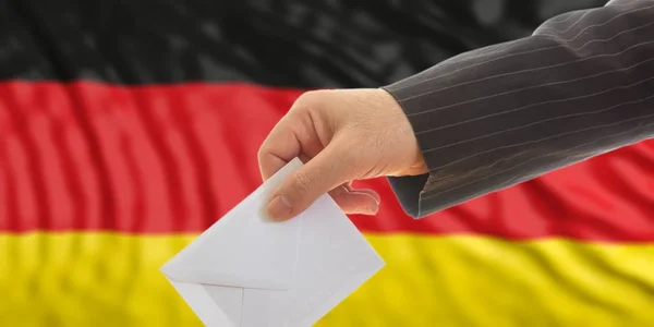 Väljare på Tyskland flagga bakgrund. 3D illustration — Stockfoto