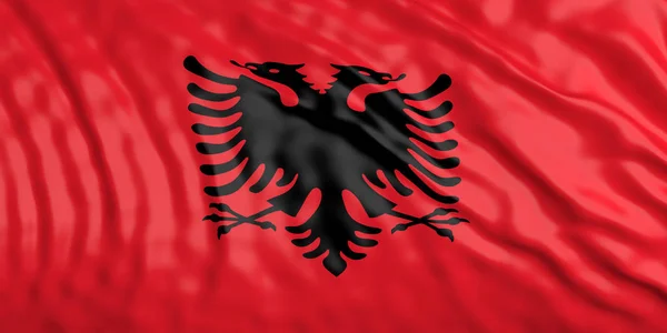 Opheffing van de vlag van Albanië. 3D illustratie — Stockfoto