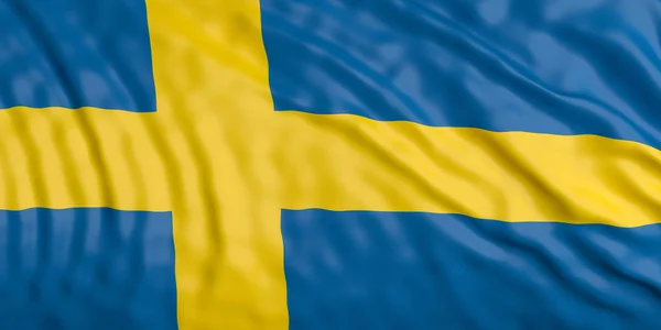 Waiving Sweden flag. 3d illustration — Stock Photo, Image