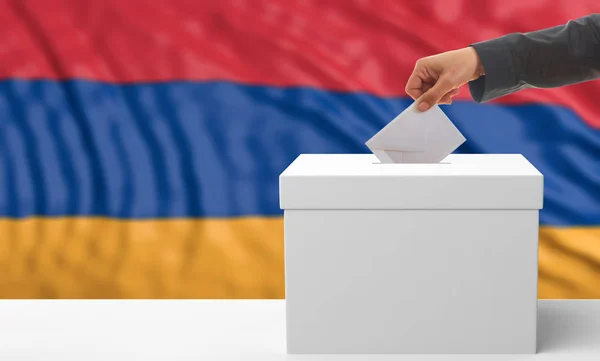 Voličů na pozadí vlajky Arménie. 3D obrázek — Stock fotografie