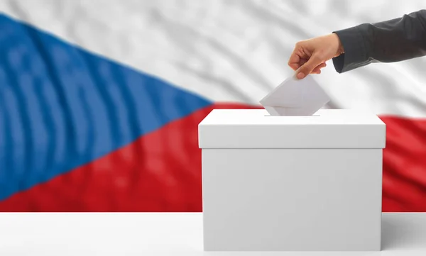 Voter on a Czech Republic flag background. 3d illustration — Stock Photo, Image