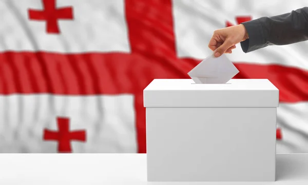 Wyborcy na tle flaga Georgii. ilustracja 3D — Zdjęcie stockowe
