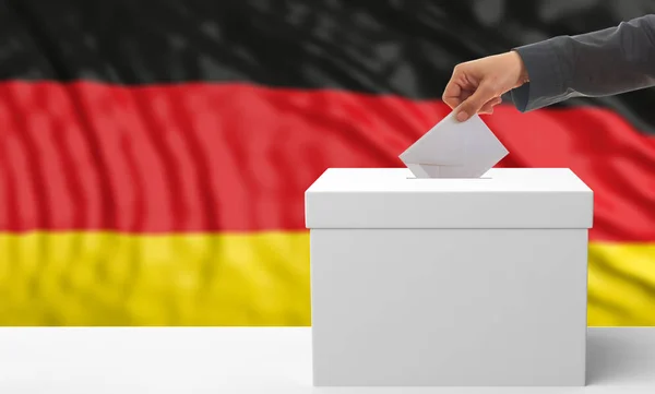 Виборців на фоні прапора Німеччини. 3D ілюстрація — стокове фото