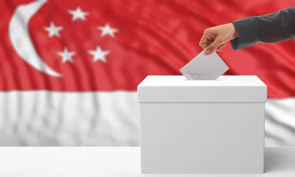 Voter on a Singapore flag background. 3d illustration — Stock Photo, Image