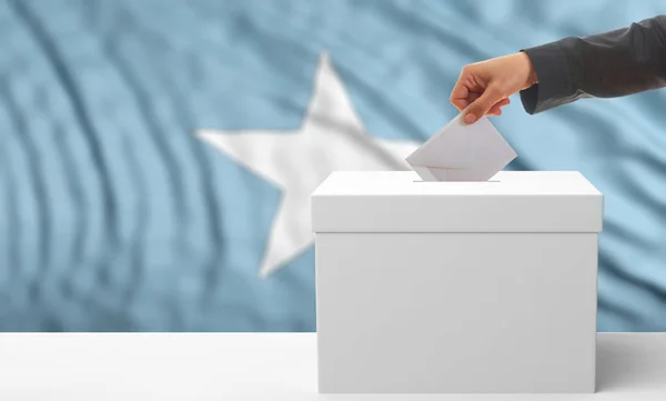 Voter on a Somalia flag background. 3d illustration — Stock Photo, Image