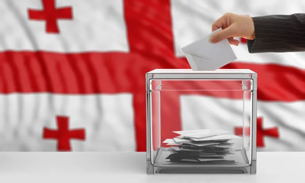 Виборців на фоні прапор Грузії. 3D ілюстрація — стокове фото